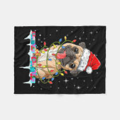 Pug Christmas Tree Lights Santa Dog Xmas Fleecedecke (Vorderseite (Horizontal))