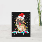 Pug Christmas Tree Lights Santa Dog Xmas  Karte (Vorderseite)