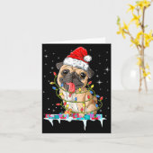 Pug Christmas Tree Lights Santa Dog Xmas Karte (Gelbe Blume)