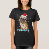 Pug Christmas Tree Lights Santa Dog Xmas T-Shirt (Vorderseite)