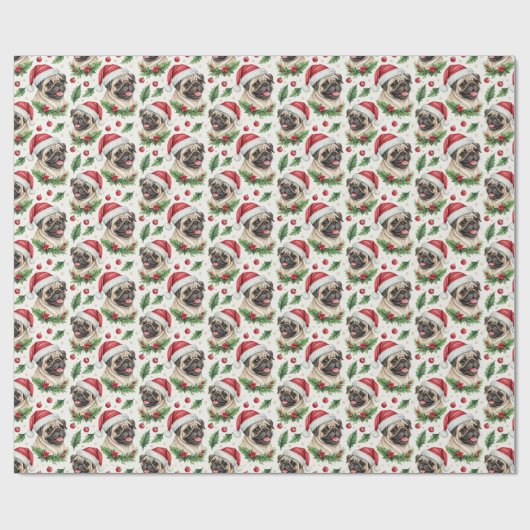 Pug Christmas Wrapping Paper Geschenkpapier (Flach)