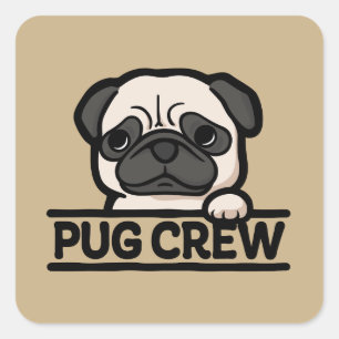 PUG CREW – Lustiges und süßes Geschenk für Pug-Lie Quadratischer Aufkleber