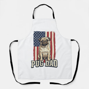 Pug Dad Patriotisches Vintage Gravur Hund-Shirt De Schürze