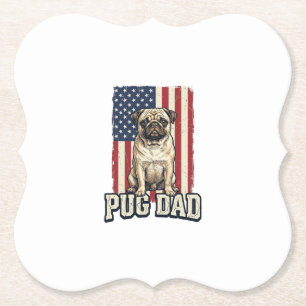 Pug Dad Patriotisches Vintage Gravur Hund-Shirt De Untersetzer