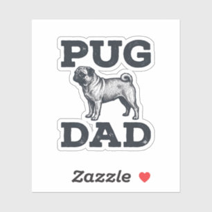 Pug Dad Vintage Gravur Hundeliebhaber-Shirt-Design Aufkleber