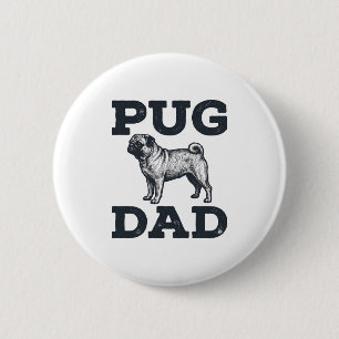 Pug Dad Vintage Gravur Hundeliebhaber-Shirt-Design Button