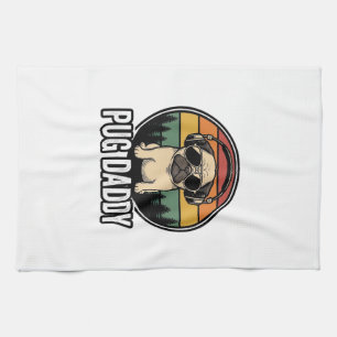 Pug Daddy Vintage Sonnenuntergang Hund Vector-Shir Geschirrtuch