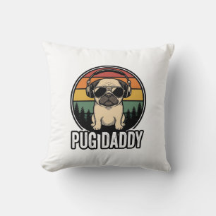 Pug Daddy Vintage Sonnenuntergang Hund Vector-Shir Kissen
