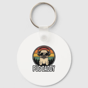 Pug Daddy Vintage Sonnenuntergang Hund Vector-Shir Schlüsselanhänger
