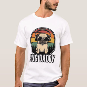 Pug Daddy Vintage Sonnenuntergang Hund Vector-Shir T-Shirt