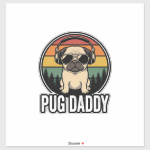Pug Daddy Vintage Sonnenuntergang Hund Vector T-Sh Aufkleber