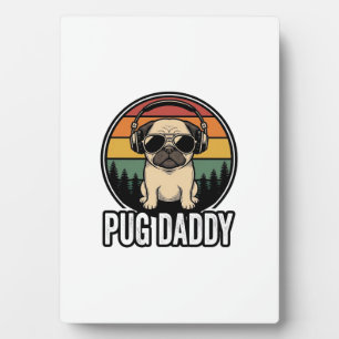 Pug Daddy Vintage Sonnenuntergang Hund Vektor-Shir Fotoplatte