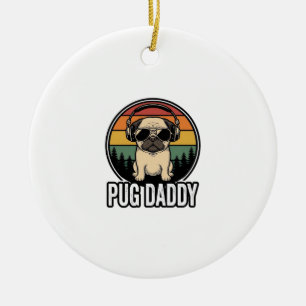 Pug Daddy Vintage Sonnenuntergang Hund Vektor-Shir Keramik Ornament