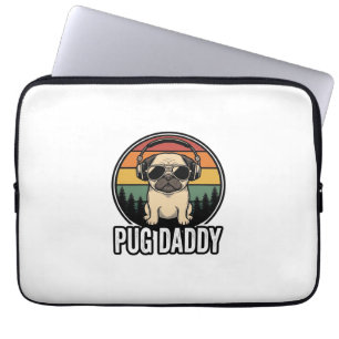 Pug Daddy Vintage Sonnenuntergang Hund Vektor-Shir Laptopschutzhülle