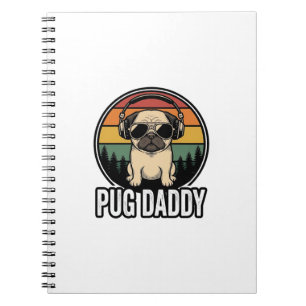 Pug Daddy Vintage Sonnenuntergang Hund Vektor-Shir Notizblock