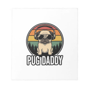 Pug Daddy Vintage Sonnenuntergang Hund Vektor-Shir Notizblock