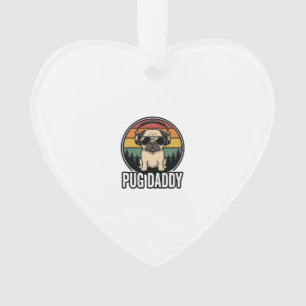 Pug Daddy Vintage Sonnenuntergang Hund Vektor-Shir Ornament