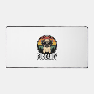 Pug Daddy Vintage Sonnenuntergang Hund Vektor-Shir Schreibtischunterlage