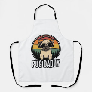 Pug Daddy Vintage Sonnenuntergang Hund Vektor-Shir Schürze