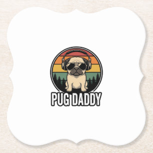 Pug Daddy Vintage Sonnenuntergang Hund Vektor-Shir Untersetzer