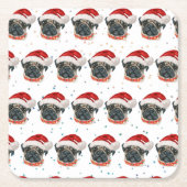Pug Dog Breed Christmas Stars Rechteckiger Pappuntersetzer (Vorderseite)