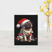 Pug Dog Christmas Lights Santa Hat Dog Lover Karte (Gelbe Blume)