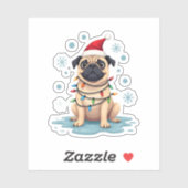 Pug Dog Christmas Men Women (1) Aufkleber (Blatt)