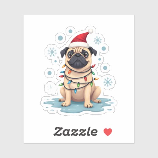 Pug Dog Christmas Men Women (1) Aufkleber (Blatt)