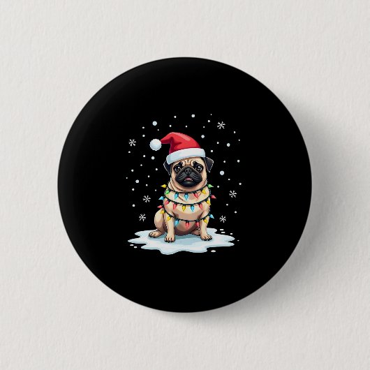 Pug Dog Christmas Men Women (1) Button (Vorderseite)