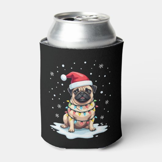 Pug Dog Christmas Men Women (1) Dosenkühler (Kanne Vorderseite)