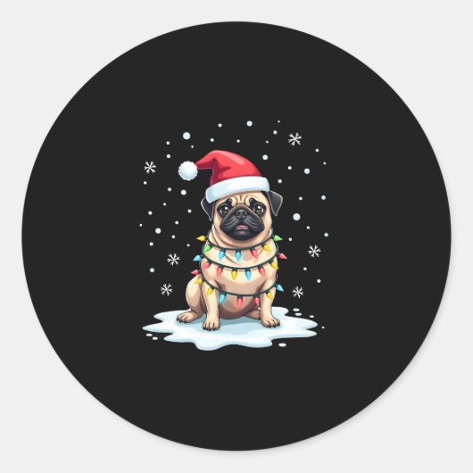 Pug Dog Christmas Men Women (1) Runder Aufkleber (Vorderseite)