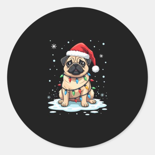 Pug Dog Christmas Men Women (2) Runder Aufkleber (Vorderseite)