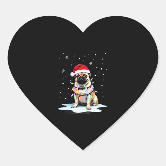 Pug Dog Christmas Men Women (3) Herz-Aufkleber (Vorderseite)