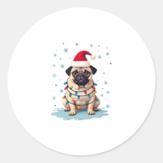 Pug Dog Christmas Men Women (3) Runder Aufkleber (Vorderseite)