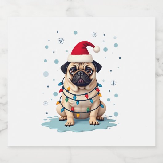 Pug Dog Christmas Men Women (3) Schaumweinetikett (Einzelnes Label)