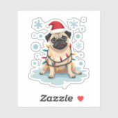 Pug Dog Christmas Men Women Aufkleber (Blatt)