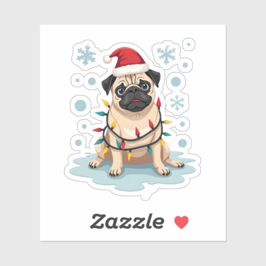 Pug Dog Christmas Men Women Aufkleber (Blatt)