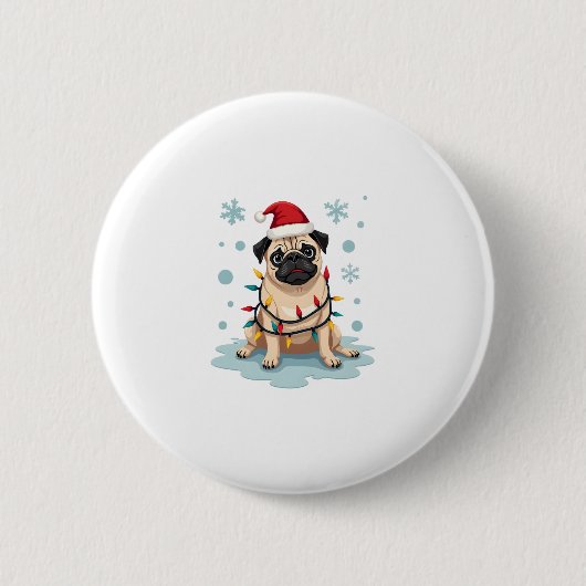 Pug Dog Christmas Men Women Button (Vorderseite)