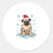 Pug Dog Christmas Men Women Runder Aufkleber (Vorderseite)