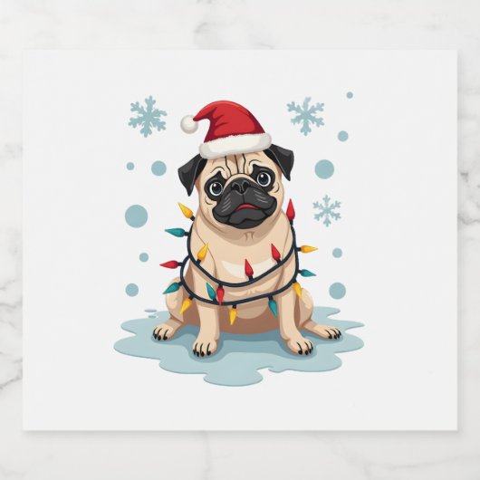 Pug Dog Christmas Men Women Schaumweinetikett (Einzelnes Label)