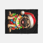 Pug Dog Christmas Tree Lights Santa Xmas Pajama Do Fleecedecke (Vorderseite (Horizontal))