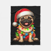 Pug Dog Christmas Tree Lights Santa Xmas Pajama Do Fleecedecke (Vorderseite)