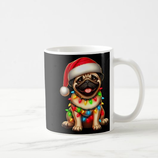 Pug Dog Christmas Tree Lights Santa Xmas Pajama Do Kaffeetasse (Rechts)