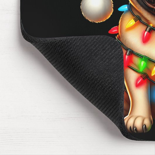 Pug Dog Christmas Tree Lights Santa Xmas Pajama Do Mousepad (Ecke)
