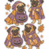 Pug Dog Ghost Halloween Spooky Aufkleber (Vorderseite)