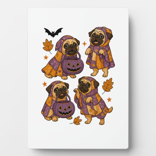 Pug Dog Ghost Halloween Spooky Fotoplatte (Vorderseite)