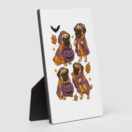 Pug Dog Ghost Halloween Spooky Fotoplatte (Seite)