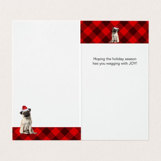 Pug Dog Holiday Red Buffalo Plaid Christmas (Innenseite Aufgefaltet)
