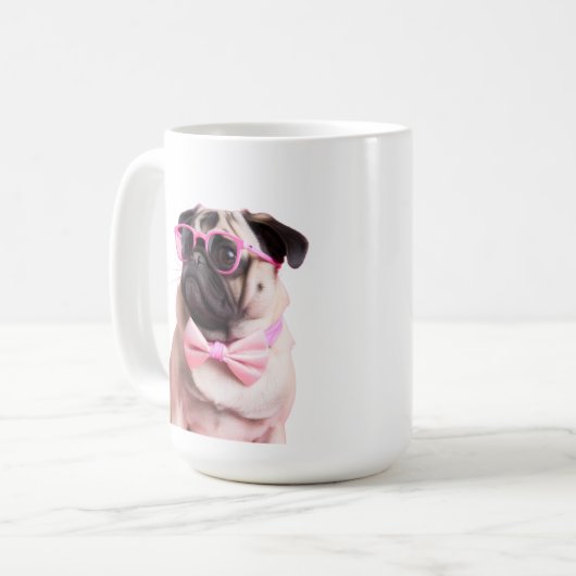 pug dog in a bow kaffeetasse (Vorderseite Links)