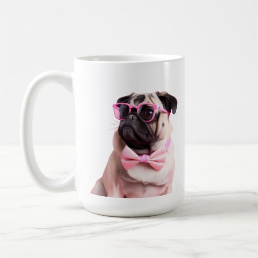 pug dog in a bow kaffeetasse (Links)